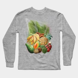 Exotic Fruits Still Life Color Pencils Art Long Sleeve T-Shirt